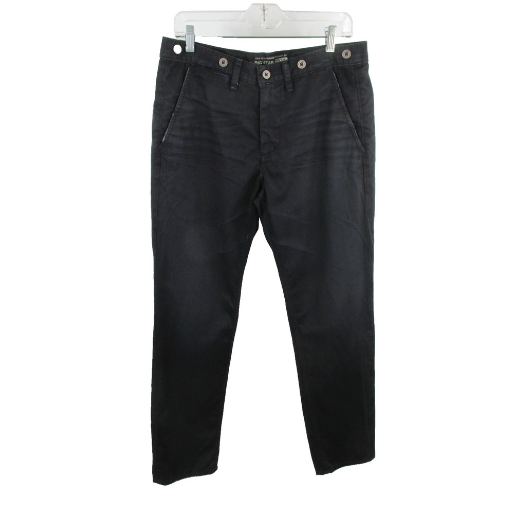 Big Star 1974 Axis Tapered Chino Pants Mens 32R Black Cotton Mid Rise Casual